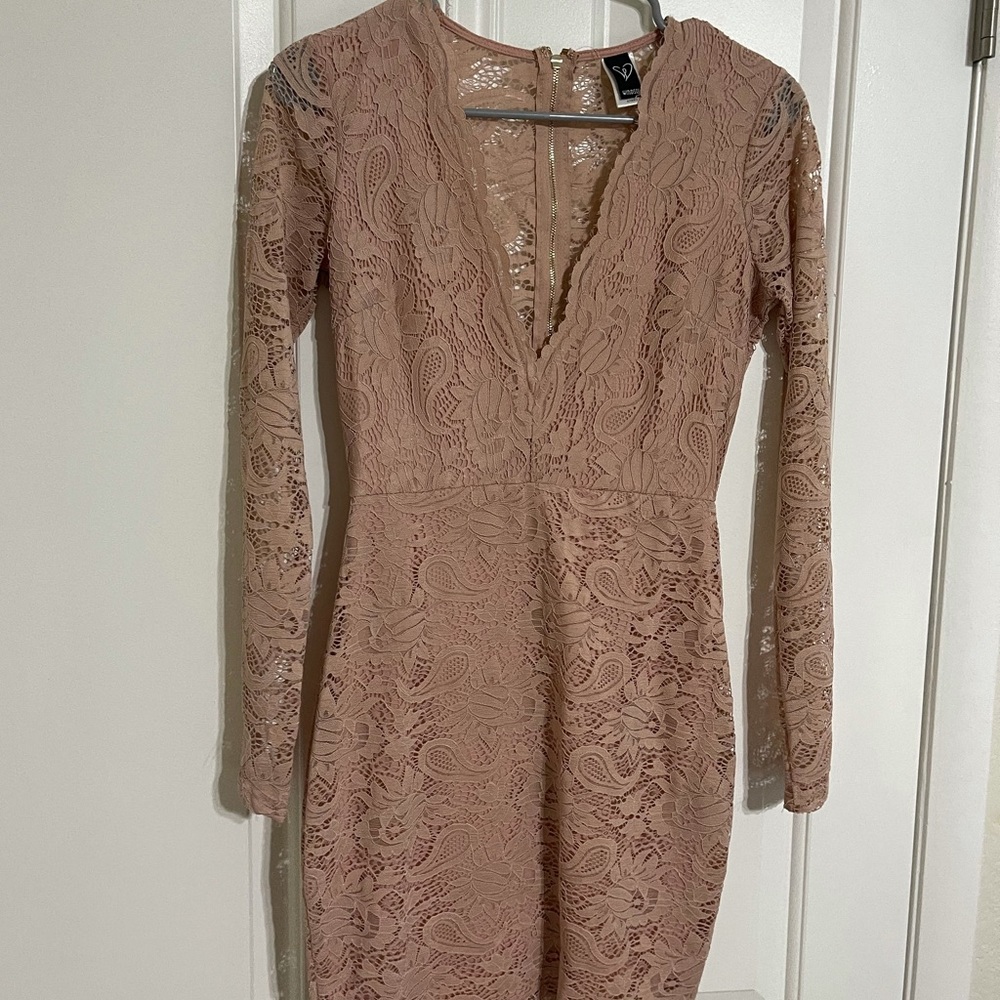 Windsor Pink Lace Long Sleeve Dress